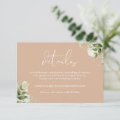 Groen Elegant Tan Bruiloft Details Informatiekaartje (Staand voorkant)
