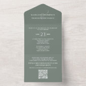 Groen Elegant Trouwen QR Code RSVP All In One Uitnodiging (Binnen)