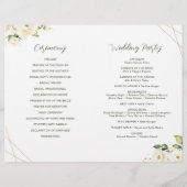 Groen Elegant Witte Roos Trouwprogramma (Achterkant)