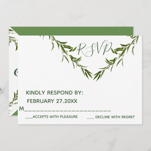 Groen elegante geometrische bladeren tak RSPV Kaart (Voorkant / Achterkant)