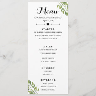Groen elegante gepersonaliseerde menukaart sjabloo