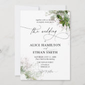 Groen Elegante Kalligrafie Rustieke Bruiloft Kaart (Voorkant)
