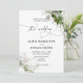 Groen Elegante Kalligrafie Rustieke Bruiloft Kaart (Staand voorkant)