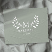 Groen Elegante Moderne Bloemen Monogram Familienaa Fleece Deken