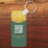Groen | Elegante Nep Glitter QR Code Zakelijke Sle Sleutelhanger (Achterkant)