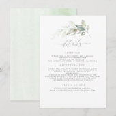 Groen Elegante Romantische Bruiloft Details Informatiekaartje (Voorkant / Achterkant)