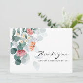 Groen elegante wilde bloem eucalyptus dank u feestdagenkaart (Staand voorkant)