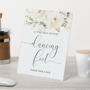 Groen Elegante Witte roos Wedding Dancing Voeten Reclamebord Met Voetstuk