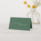 Groen Elegante Witte roos Wedding Place Card Plaatskaartje (Achterkant)
