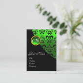 GROEN EMERALD DAMASK MONOGRAM VISITEKAARTJE (Staand voorkant)