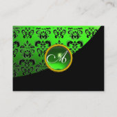GROEN EMERALD DAMASK MONOGRAM VISITEKAARTJE (Achterkant)