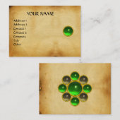 Groen EMERALD MON ,GRAY AGATA-perkament,Goud Visitekaartje (Voorkant / Achterkant)