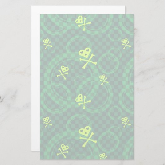 Groen Emo-patroon met cirkels Briefpapier (Voorkant / Achterkant)