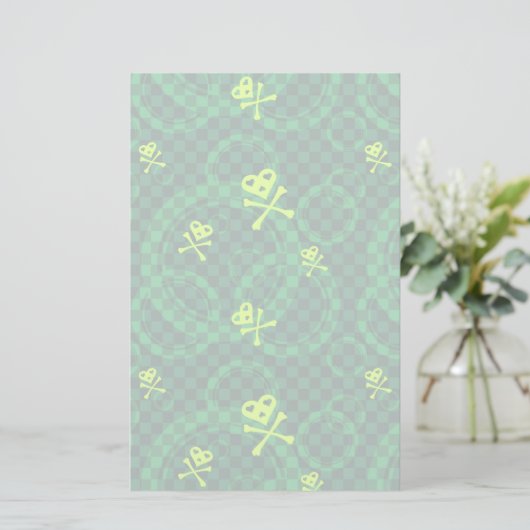 Groen Emo-patroon met cirkels Briefpapier (Staand voorkant)