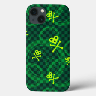 Groen Emo-patroon met cirkels iPhone 13 Hoesje