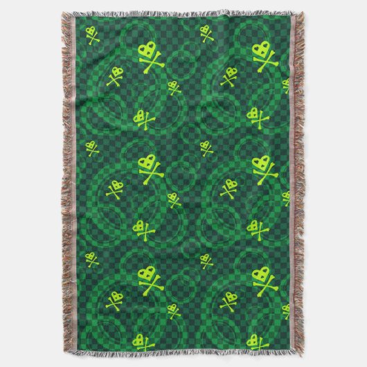 Groen Emo-patroon met cirkels Deken (Voorkant Verticaal)