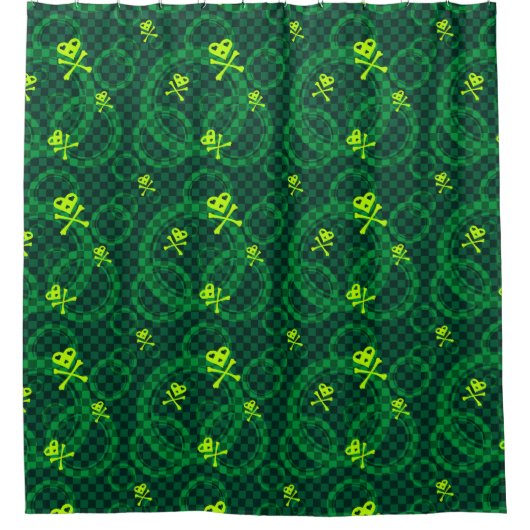 Groen Emo-patroon met cirkels Douchegordijn (Voorkant)