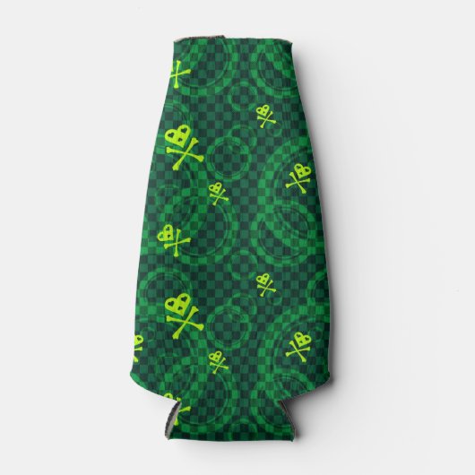 Groen Emo-patroon met cirkels Flesjeskoeler (Voorkant)