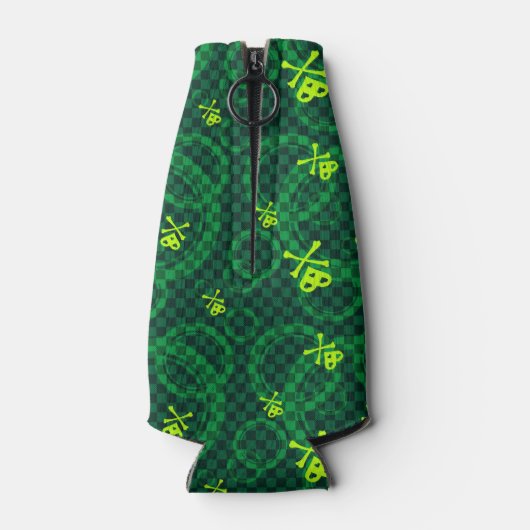 Groen Emo-patroon met cirkels Flesjeskoeler (Achterkant)