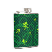Groen Emo-patroon met cirkels Heupfles (Rechts)