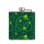 Groen Emo-patroon met cirkels Heupfles (Achterkant)