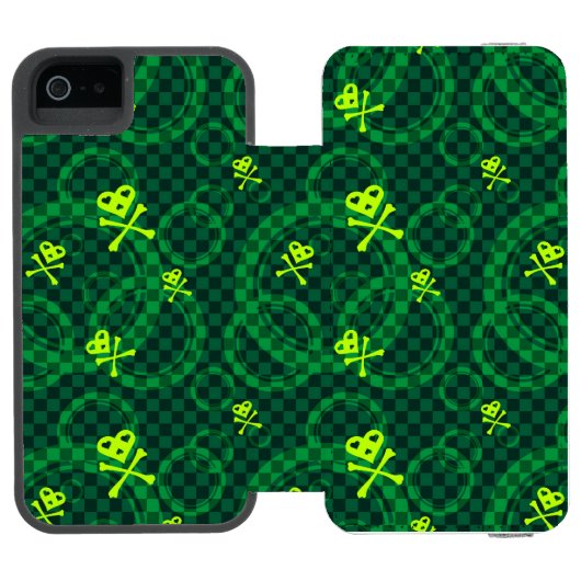 Groen Emo-patroon met cirkels Incipio iPhone Portemonnee Hoesje (Agenda Open)