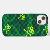 Groen Emo-patroon met cirkels iPhone Hoesje (Achterkant horizontaal)