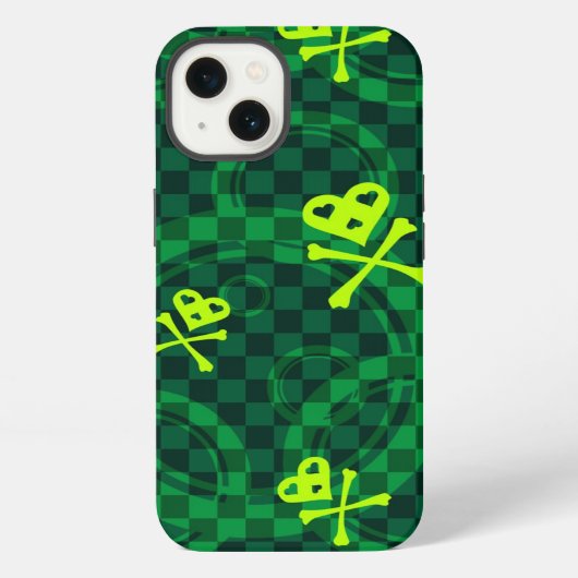 Groen Emo-patroon met cirkels iPhone Hoesje (Achterkant)