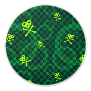 Groen Emo-patroon met cirkels Keramische Knop