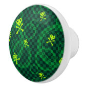 Groen Emo-patroon met cirkels Keramische Knop (Rechts)