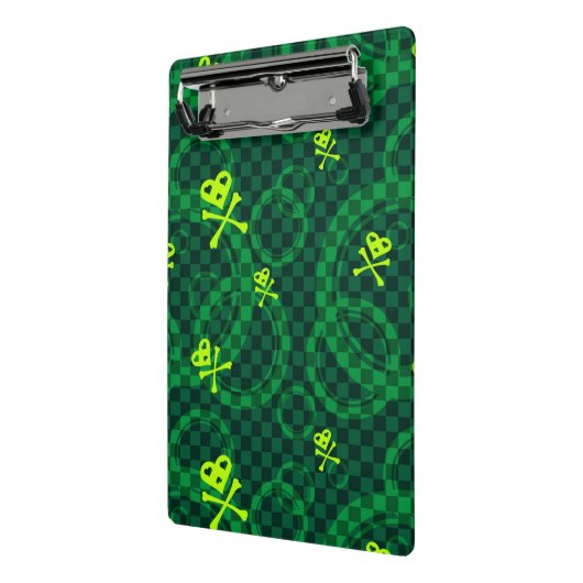 Groen Emo-patroon met cirkels Mini Klembord (Angled2)