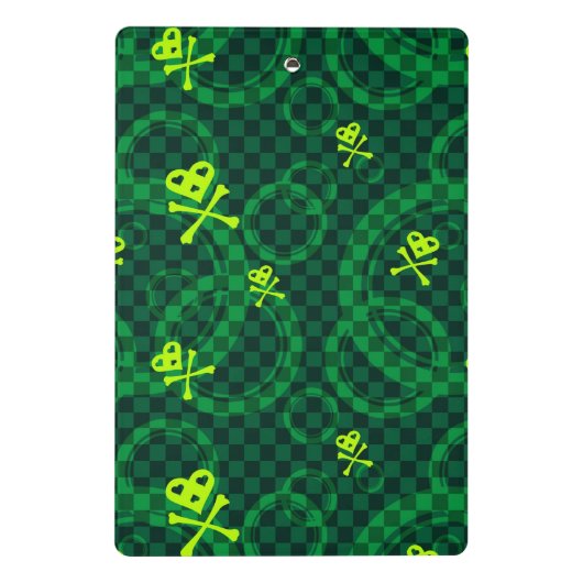 Groen Emo-patroon met cirkels Mini Klembord (Achterkant)