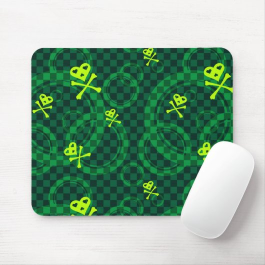 Groen Emo-patroon met cirkels Muismat (Met muis)