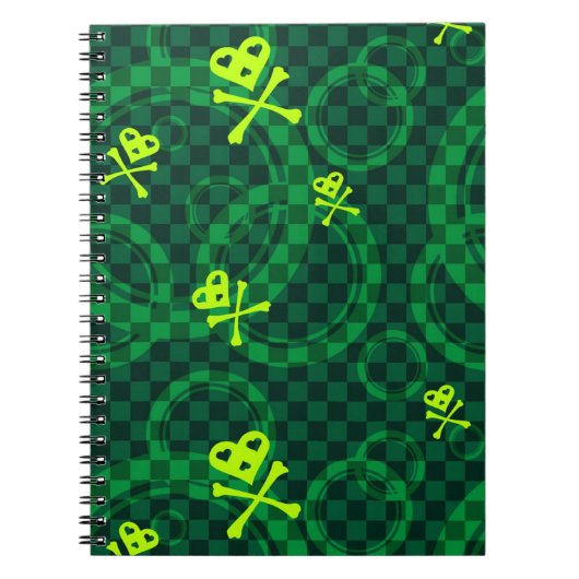 Groen Emo-patroon met cirkels Notitieboek (Voorkant)