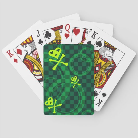 Groen Emo-patroon met cirkels Pokerkaarten (Achterkant)