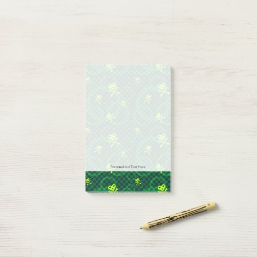 Groen Emo-patroon met cirkels Post-it® Notes (Op bureau)