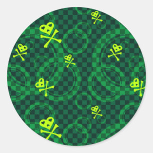 Groen Emo-patroon met cirkels Ronde Sticker