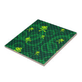 Groen Emo-patroon met cirkels Tegeltje (Zijkant)