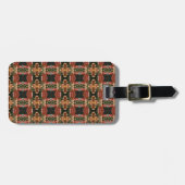 Groen en amber Ikat Pouf Bagagelabel (Voorkant horizontaal)