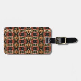 Groen en amber Ikat Pouf Bagagelabel