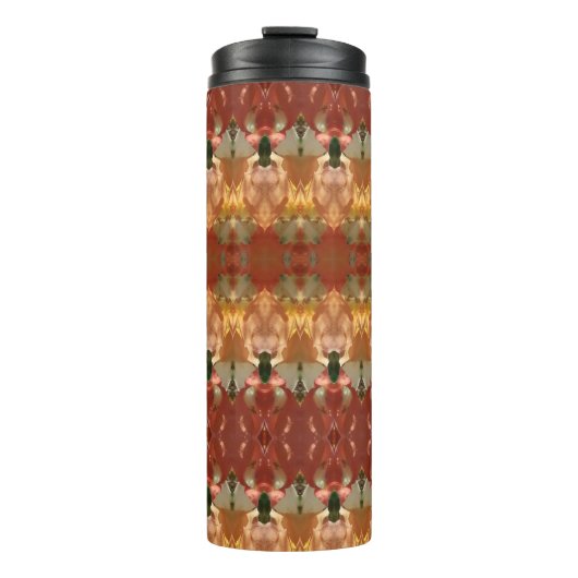 Groen en ambergeel Ikat 3 Thermosbeker (Voorkant)