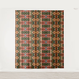 Groen en ambergeel Ikat 7 Wandkleed