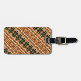 Groen en ambergeel Ikat 8 Bagagelabel