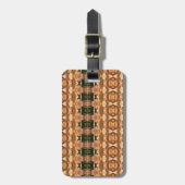 Groen en ambergeel Ikat 9 Bagagelabel (Voorkant verticaal)