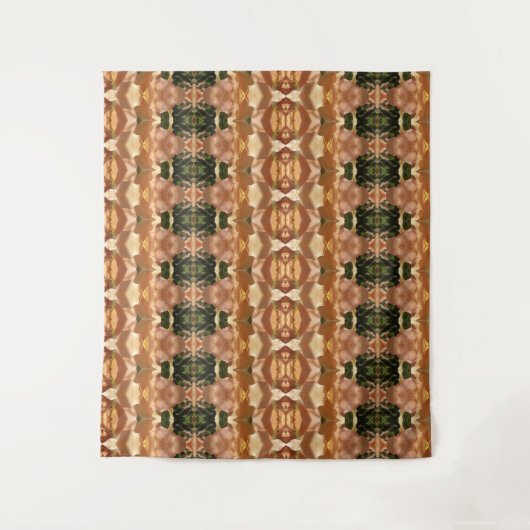 Groen en ambergeel Ikat 9 Wandkleed (Voorkant)