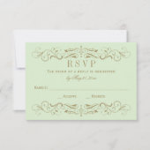 groen en Antiek goudhuwelijk RSVP Kaartje (Voorkant)