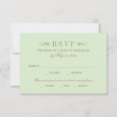  groen en Antiek goudhuwelijk RSVP Kaartje (Voorkant)