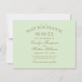 groen en Antiek goudhuwelijk Save The Date (Achterkant)