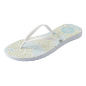 Groen en Aqua Bloemendamasker met Monogram Teenslippers (Schuin)