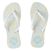 Groen en Aqua Bloemendamasker met Monogram Teenslippers (Voetbed)